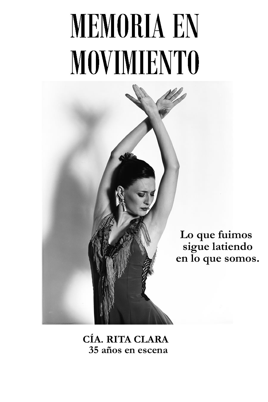“Fotografía histórica de Rita Clara en pose flamenca, brazos cruzados y expresión intensa.”